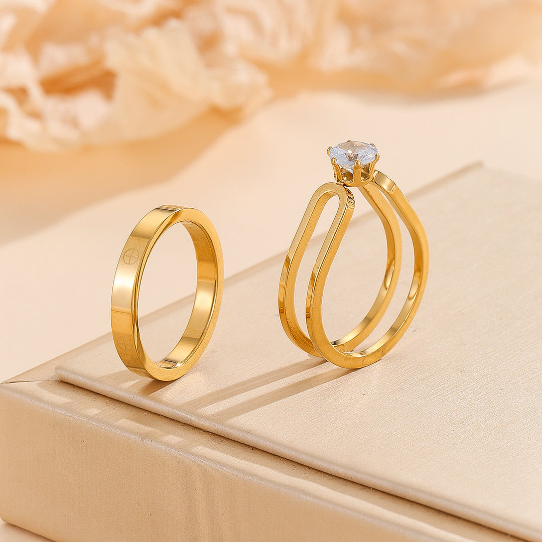 SAUQSTORE® Elegant Golden Dou Halo Ring