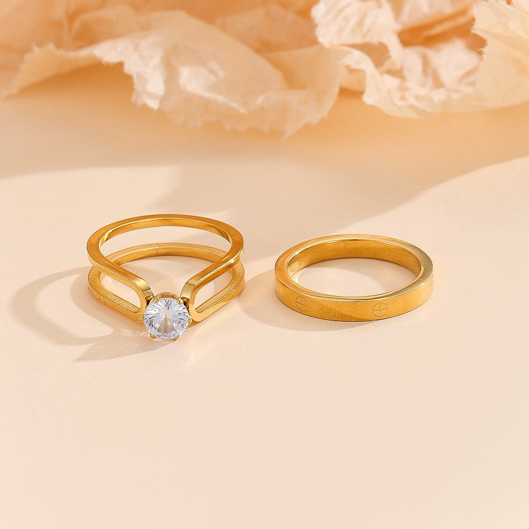 SAUQSTORE® Elegant Golden Dou Halo Ring