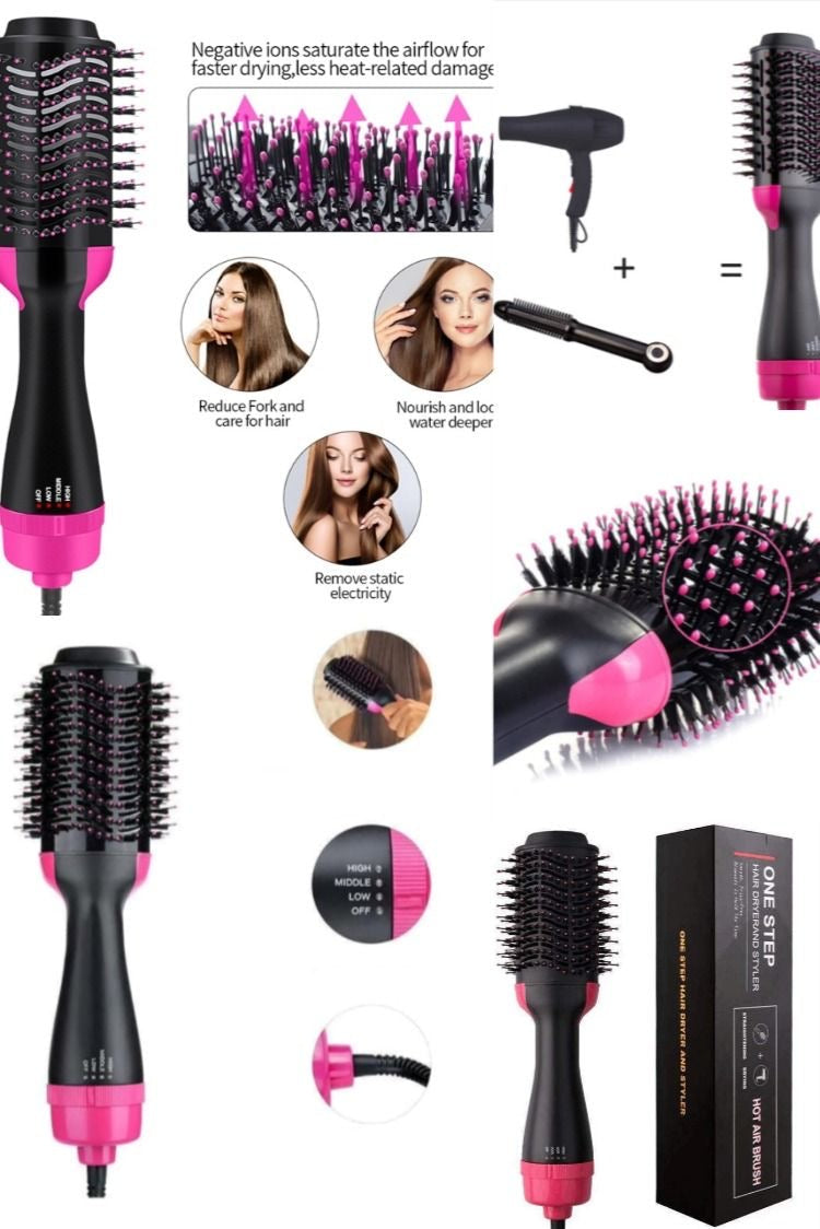 SAUQSTORE® Hot Air Brush Multi-Function HairDryer Straightener Curler CombOne Step Professional Salon Hai..