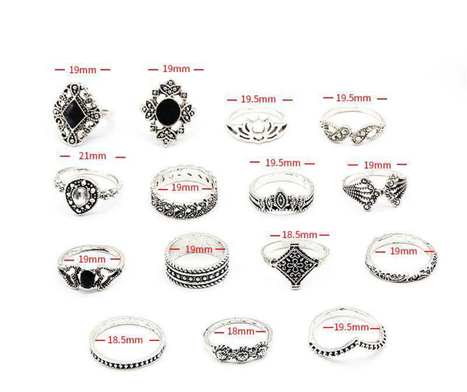 SAUQSTORE® 15 Pcs Rings Alloy Metal